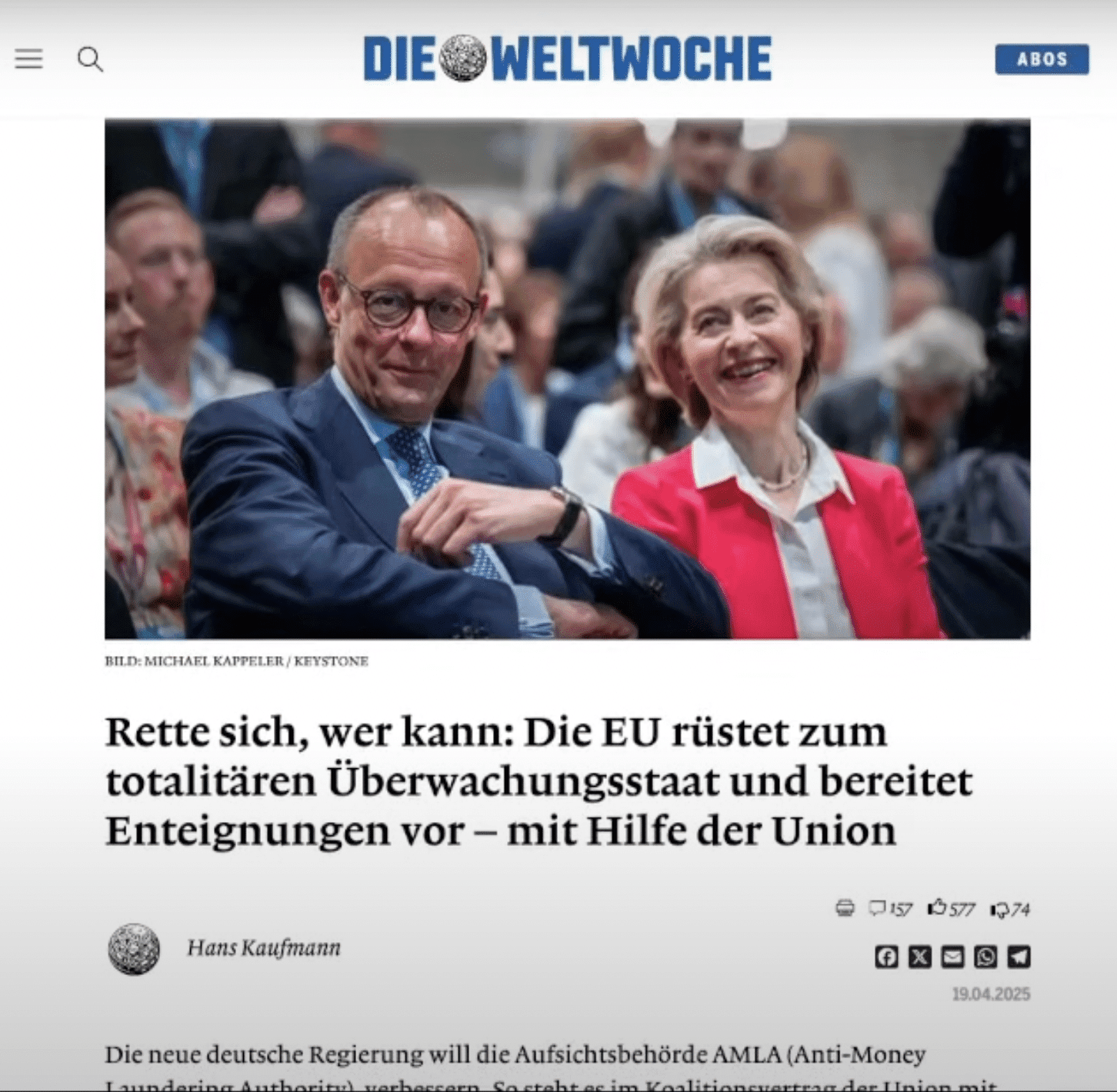 Screenshot eines Nachrichtenartikels mit dem Titel „Was der digitale Euro bringen soll“, in dem der zukünftige digitale Euro der Europäischen Zentralbank erörtert wird, einschließlich Kommentaren von EZB-Präsidentin Christine Lagarde.