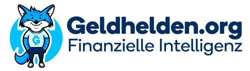 Das Logo von Geldhelden.org zeigt einen schlauen Cartoon-Fuchs in einem blauen Kreis, der stolz ein „G“-Symbol auf seinem Shirt trägt. Zusammen mit dem Text „Geldhelden.org Finanzielle Intelligenz“ verkörpert es perfekt den Fokus der Website auf finanzielle Weisheit.